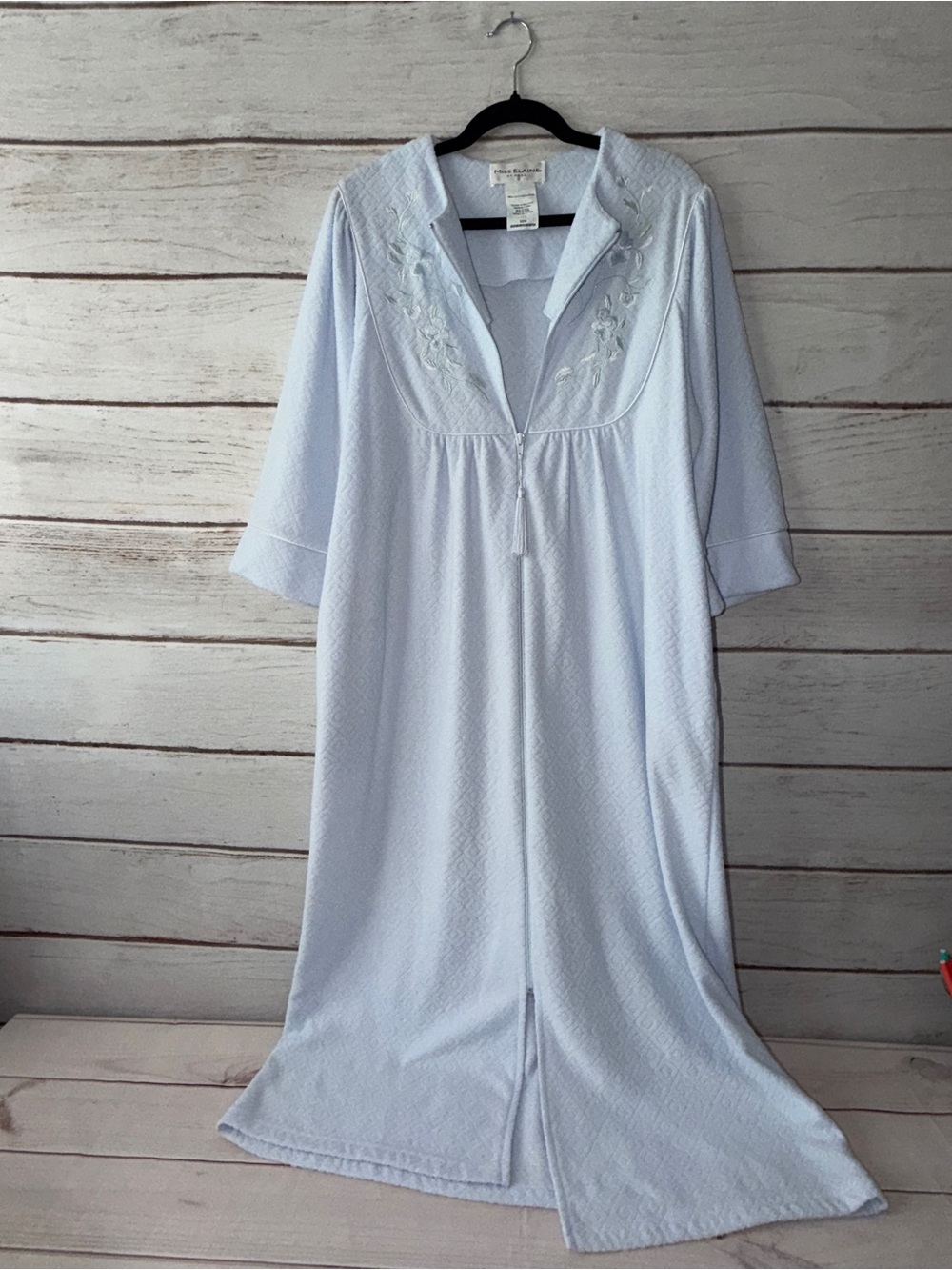 Miss Elaine At Home Vintage Periwinkle Terry Zippered Housecoat Medium